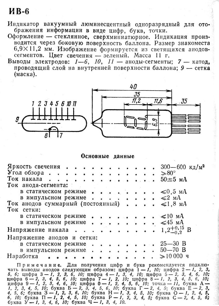 IV-6 Indicator VFD Nixie Tubes Vintage Display Digital for DIY Clock 6pcs Set Green