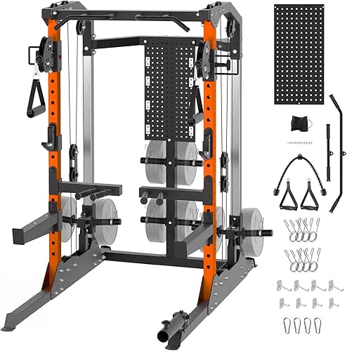 GarveeLife Power Cage, 2000 LB Squat Rack with Dual Pulley