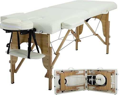 Miniatura 12 de Mesa de masaje portátil, cama de masaje para spa de altura ajustable, 77 pulgadas de largo x 28 pulgadas de ancho, plegable en 2, hecha