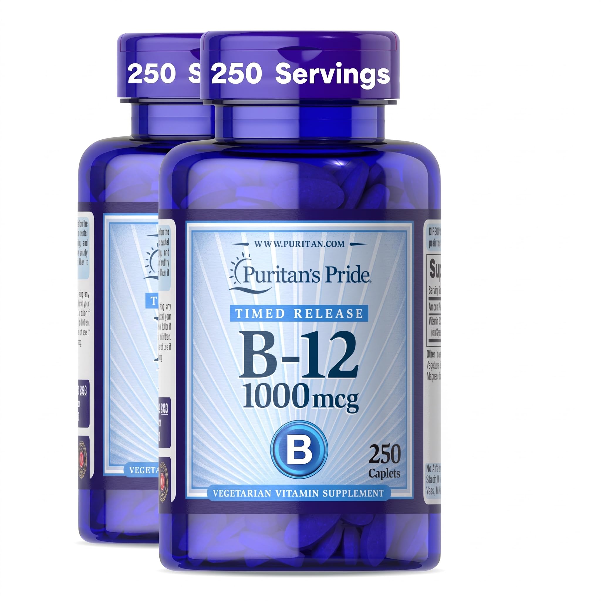Puritan's Pride Timed Release Vitamin B-12 1000mcg, 250 Caplets — Amazon image 8
