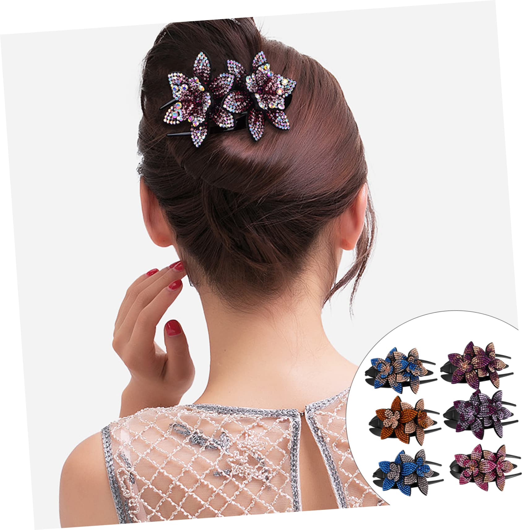 minkissy 12 pinzas de tres para el pelo, pinzas para el pelo, diseño floral, con purpurina, accesorios para el cabello con de imitación, horquilla de plástico para mujer, Corea del