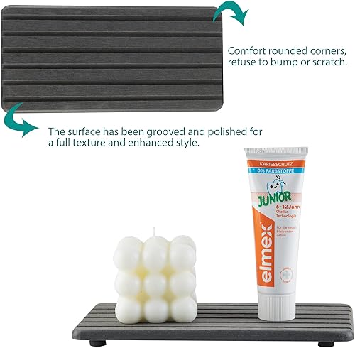 Miniatura 89 de 2 posavasos rectangulares de diatomita absorbentes de agua, diseño ranurado, piedra absorbente de agua utilizada para jabones de manos, plantas