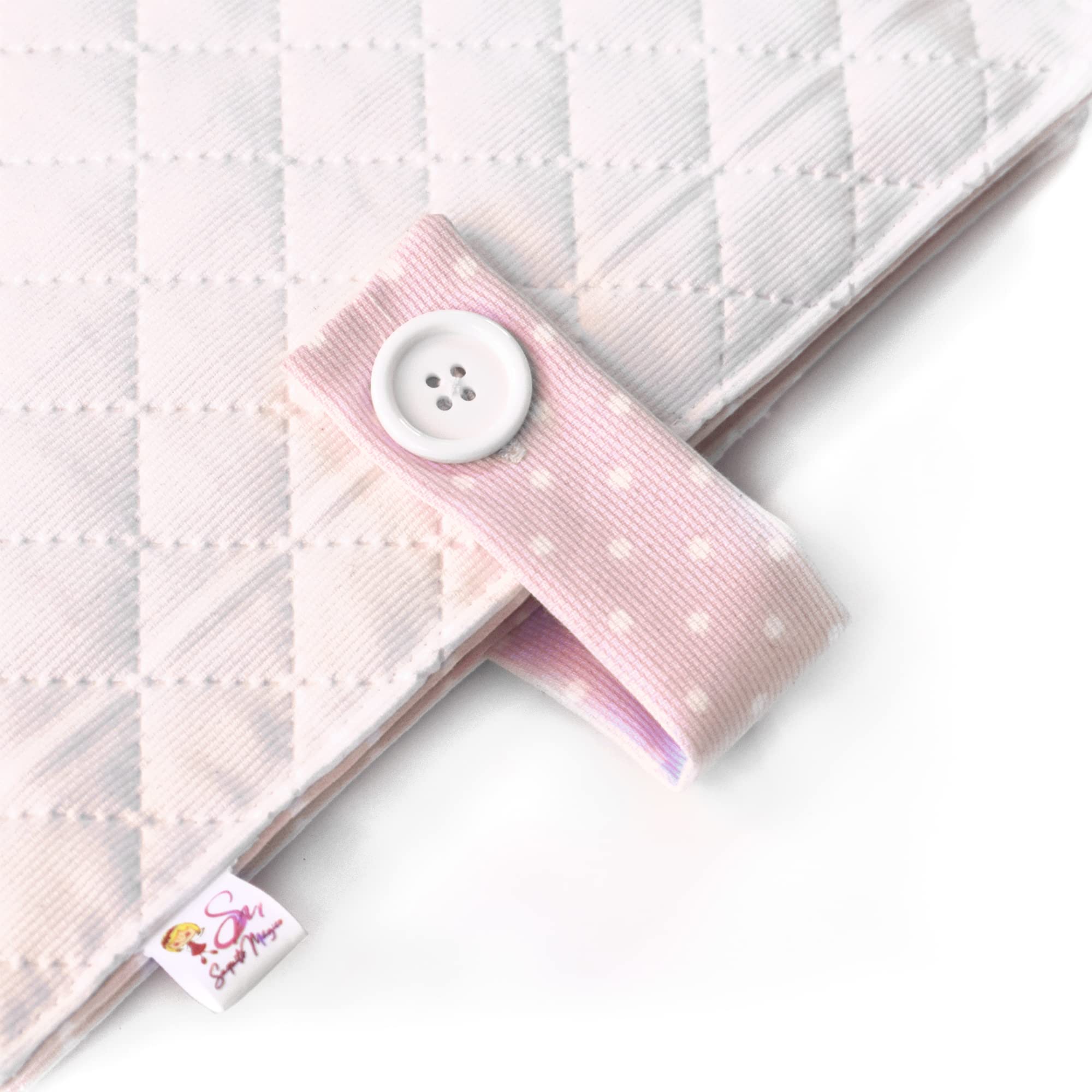 Portapañales para bebe Personalizado con Nombre Bordado (Topitos blanco-rosa)