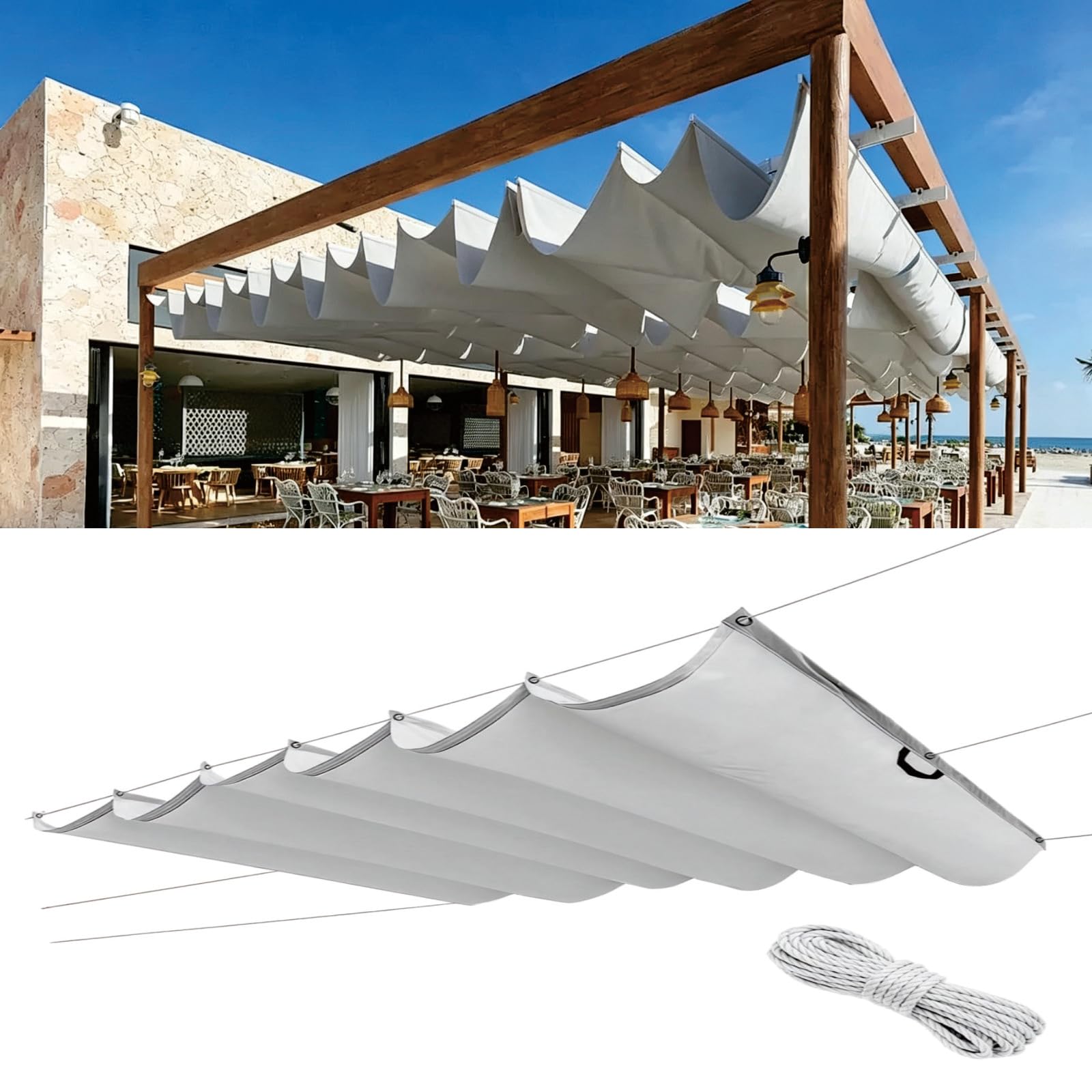 Auvent solaire 130x860 protection UV toile PES résistante pour jardin
