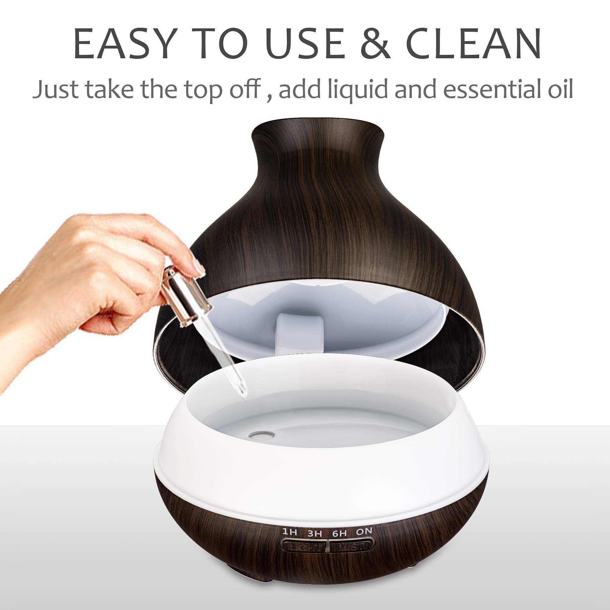 Difusores de aceite esencial de aromaterapia, 2 humidificadores de alta salida de niebla de 18.6 fl oz para habitación grande, hogar, apagado automático sin agua, 7 luces LED de colores, 6