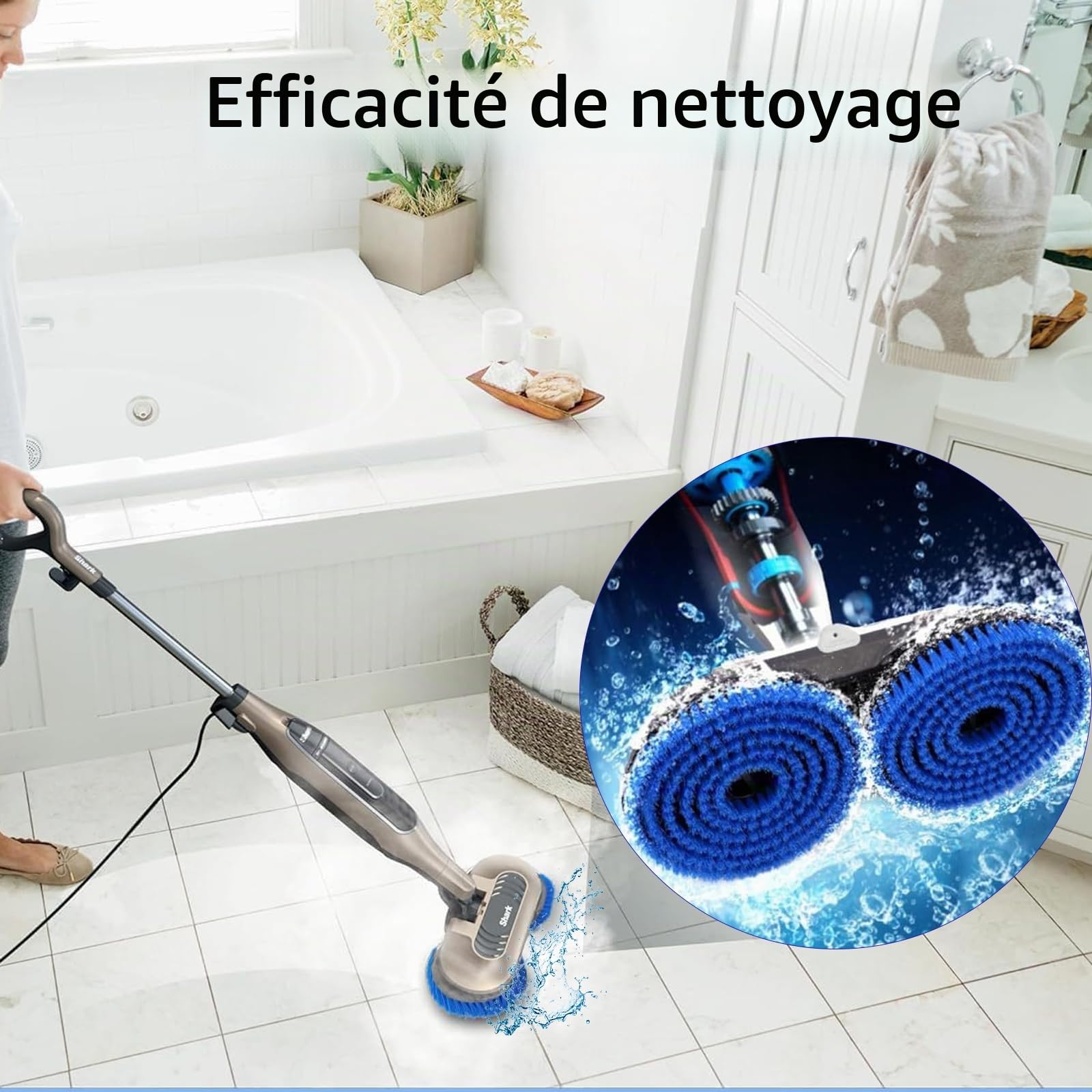 Lot de 2 têtes de brosse de rechange S8201 pour balai vapeur Shark S8201/S8001/S7000/S7201/S7000AMZ/S7005/S7020/S7001C - Nettoyage en profondeur des sols en bois dur et carrelage