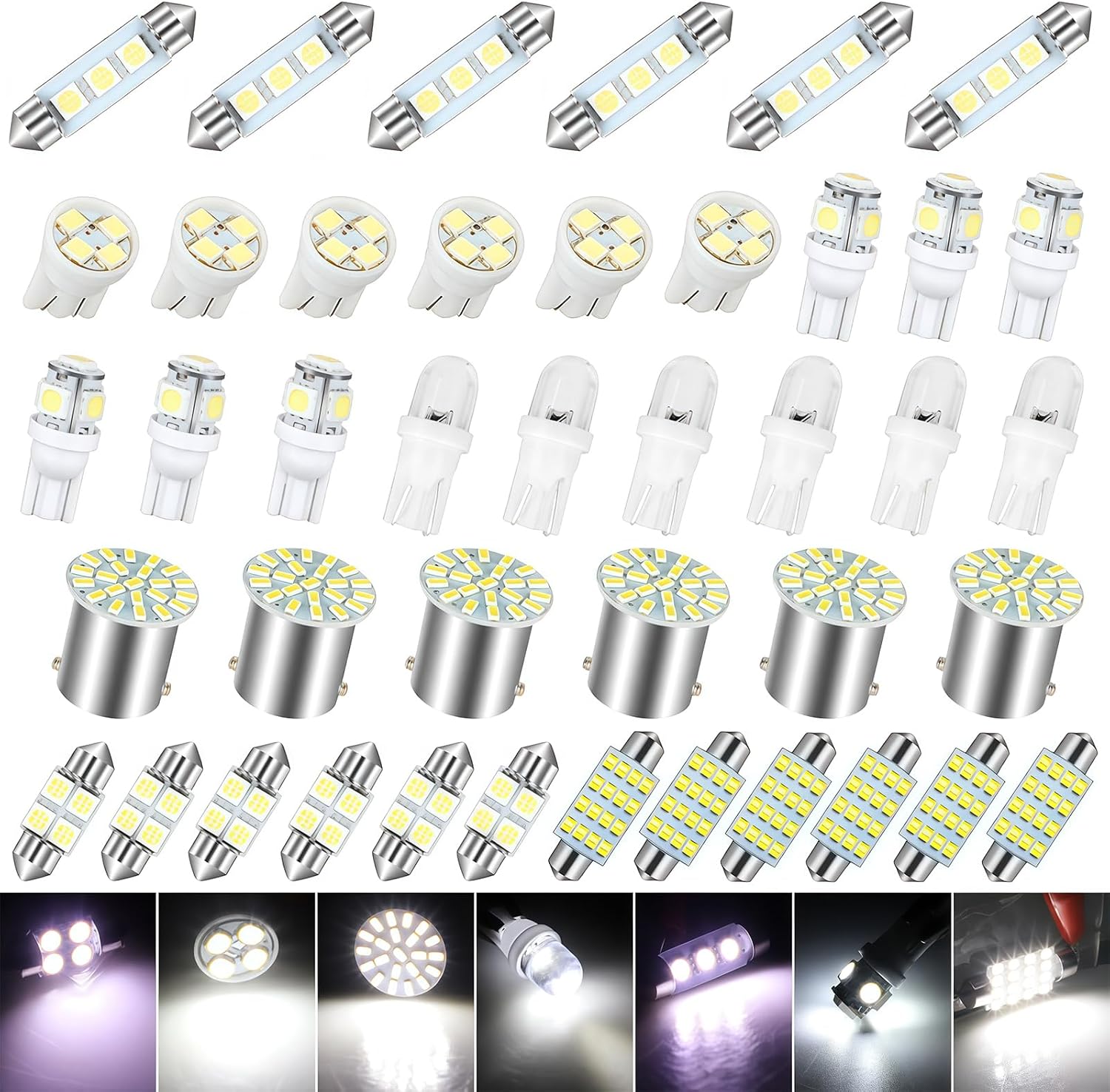 LED Lights for Car 70 PCS Bright White Interior LED Bulbs Kit, T10 31mm 36mm 41mm Reading License Plate Light, Plug and Play for Car Interior Indoor Map Dome Side Marker Bulbs