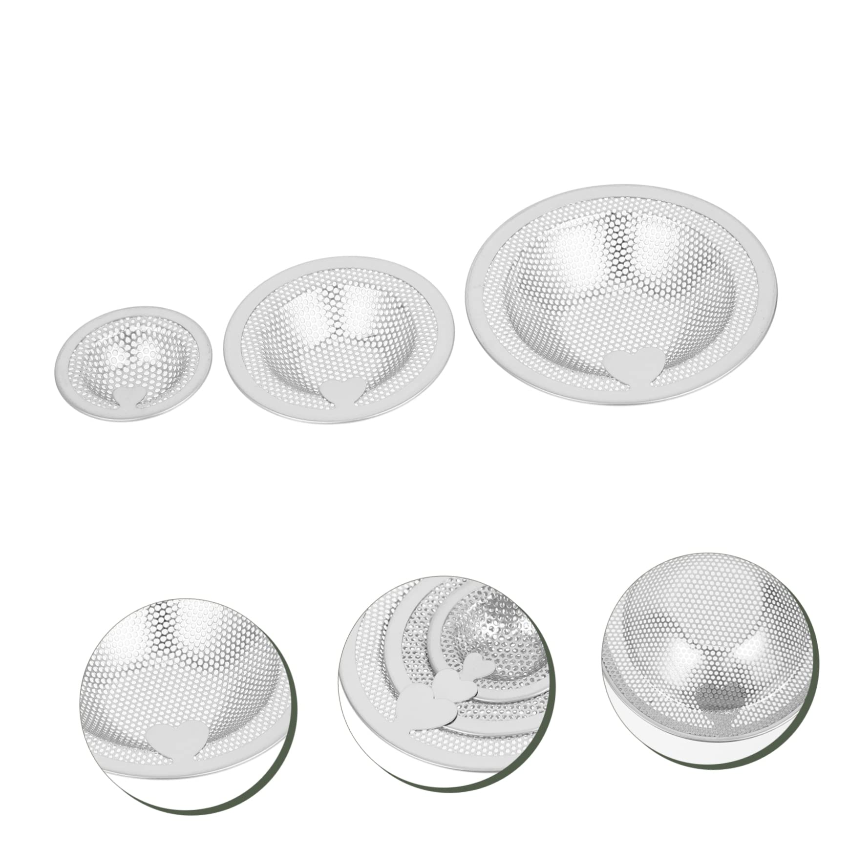 HOMSFOU 3 Set Filtro Di Scarico Scovolini Sopra Lo Stendibiancheria Del Lavello Pieghevole Etichetta Detergenti Trivella Presa Cromo Padella Tubo Buco Silver Acciaio Inossidabile 3 Pezzi*3