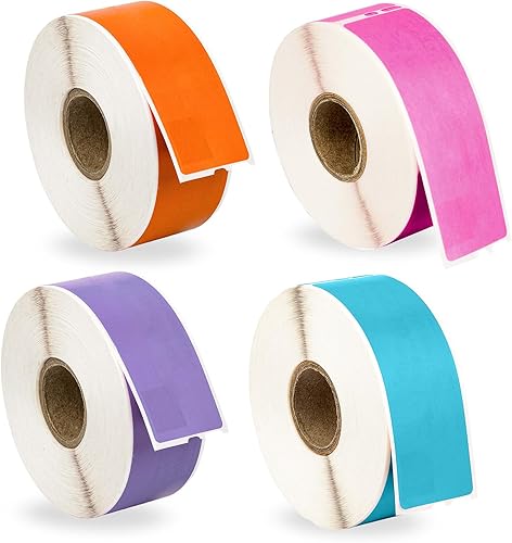 12Rollos 3rollos de cada color, 350etiquetas por rollo de dymo-compatible 30252, morado, naranja, azul y rosa etiquetas para direcciones (118" X