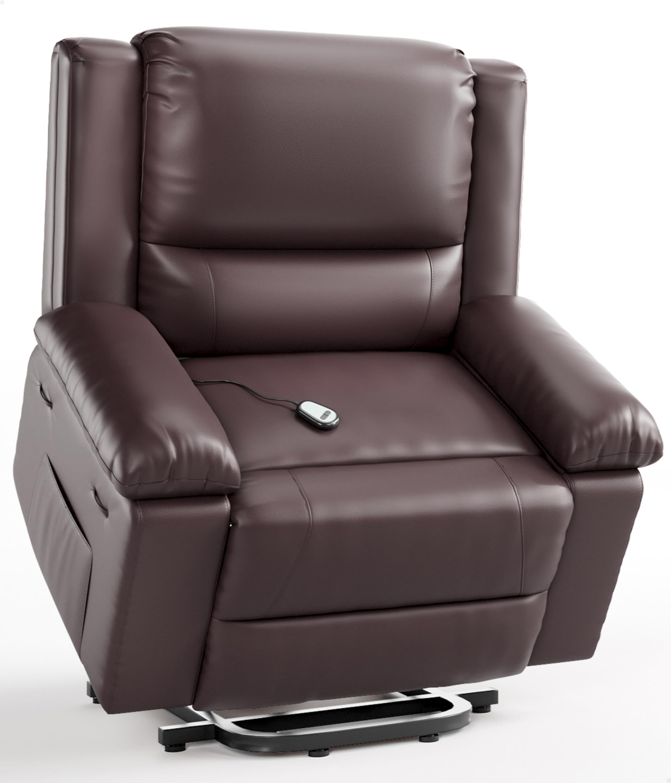 GarveeHome Power Lift Recliner Chair - Heat and Massage, PU Leather Electric Lift Recliner for Elderly & Mobility Impaired, Adjustable Back and Legs, Heavy Duty Lift Chair for Seniors