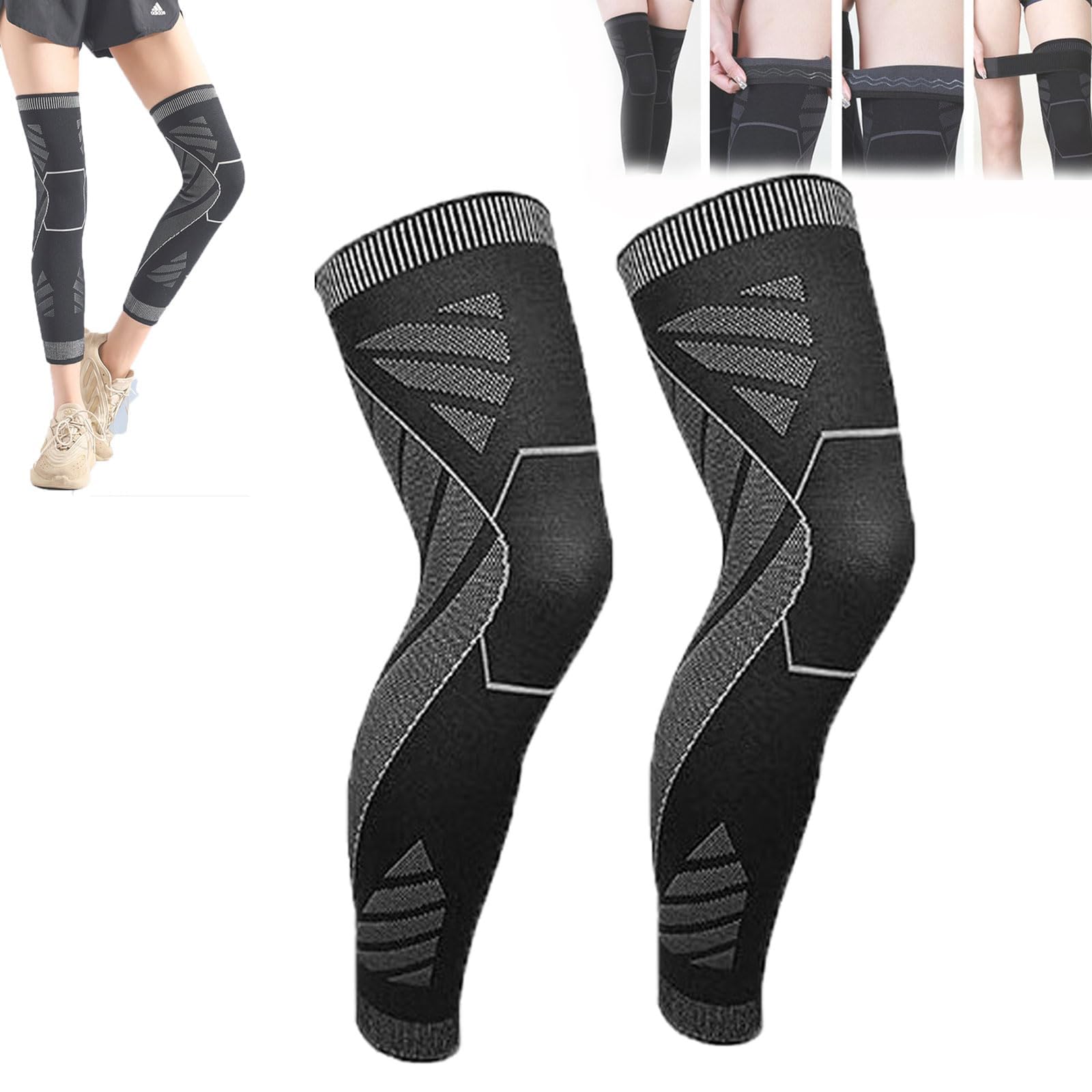 Compression de Jambe complète Flytex, Manchon de Compression de Jambe complète Flytex, Soutien du Genou pour la Course, Manchons de Compression pour Genoux et Jambes (XL,1 Pair)