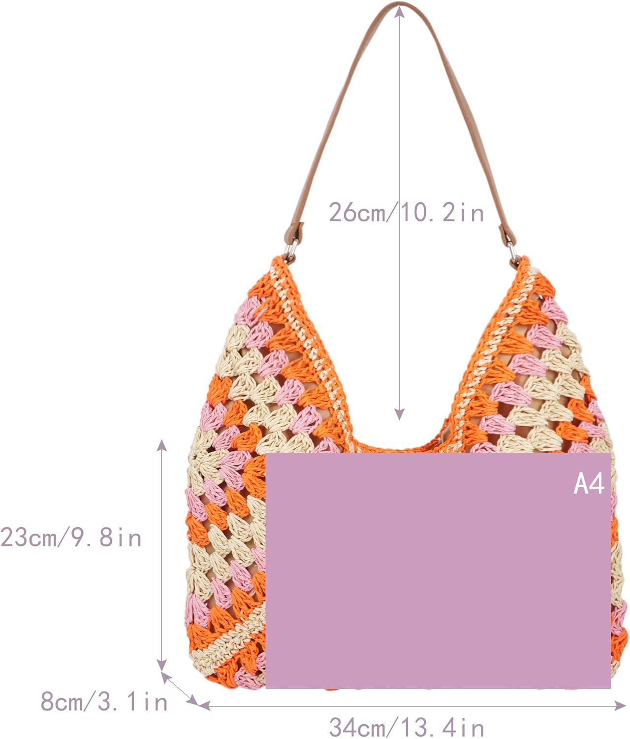 Women Large Stripes Straw Woven Shoulder Bag Tote Top-handle Bag