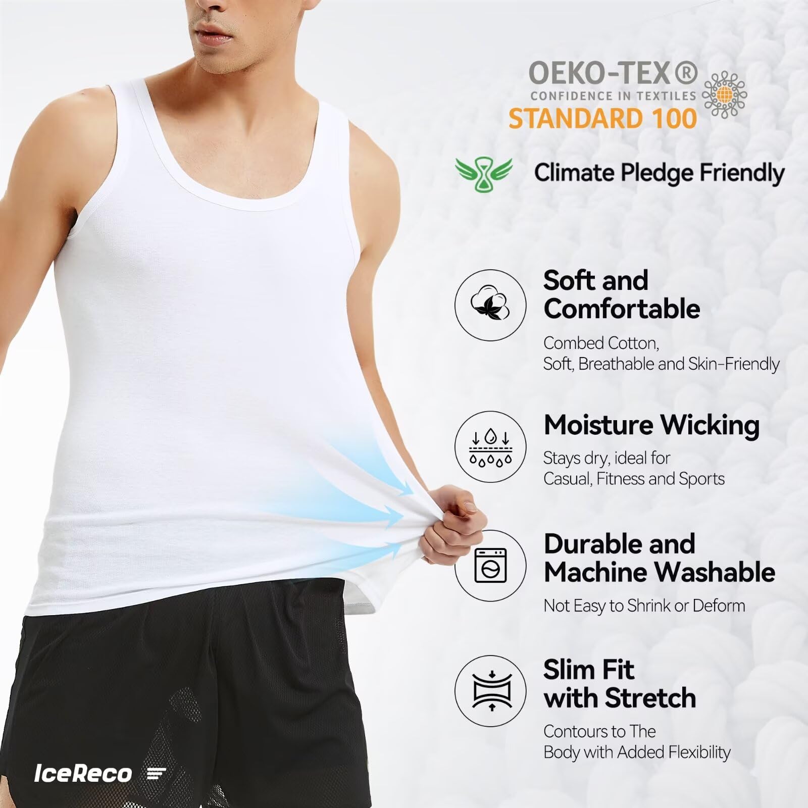 IceReco Canottiera Uomo 100% Cotone (Pacco da 5) Canotta Uomo Palestra Running Sportive Canottiere, Bianco Nero Grigio Marino Oliva, S-5XL