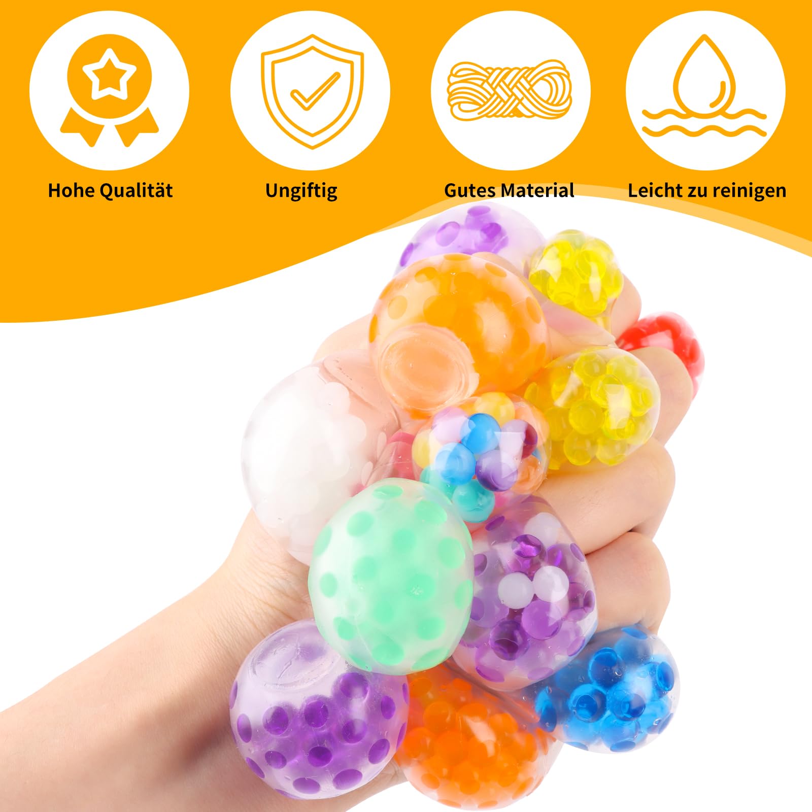 LOMIMOS 24 sztuki piłeczki antystresowe, mini zabawki antystresowe kulki Squishy Balls z perłą wodną, piłeczka antystresowa do ugniatania na redukcję lęku i uspokojenie, prezenty na urodziny