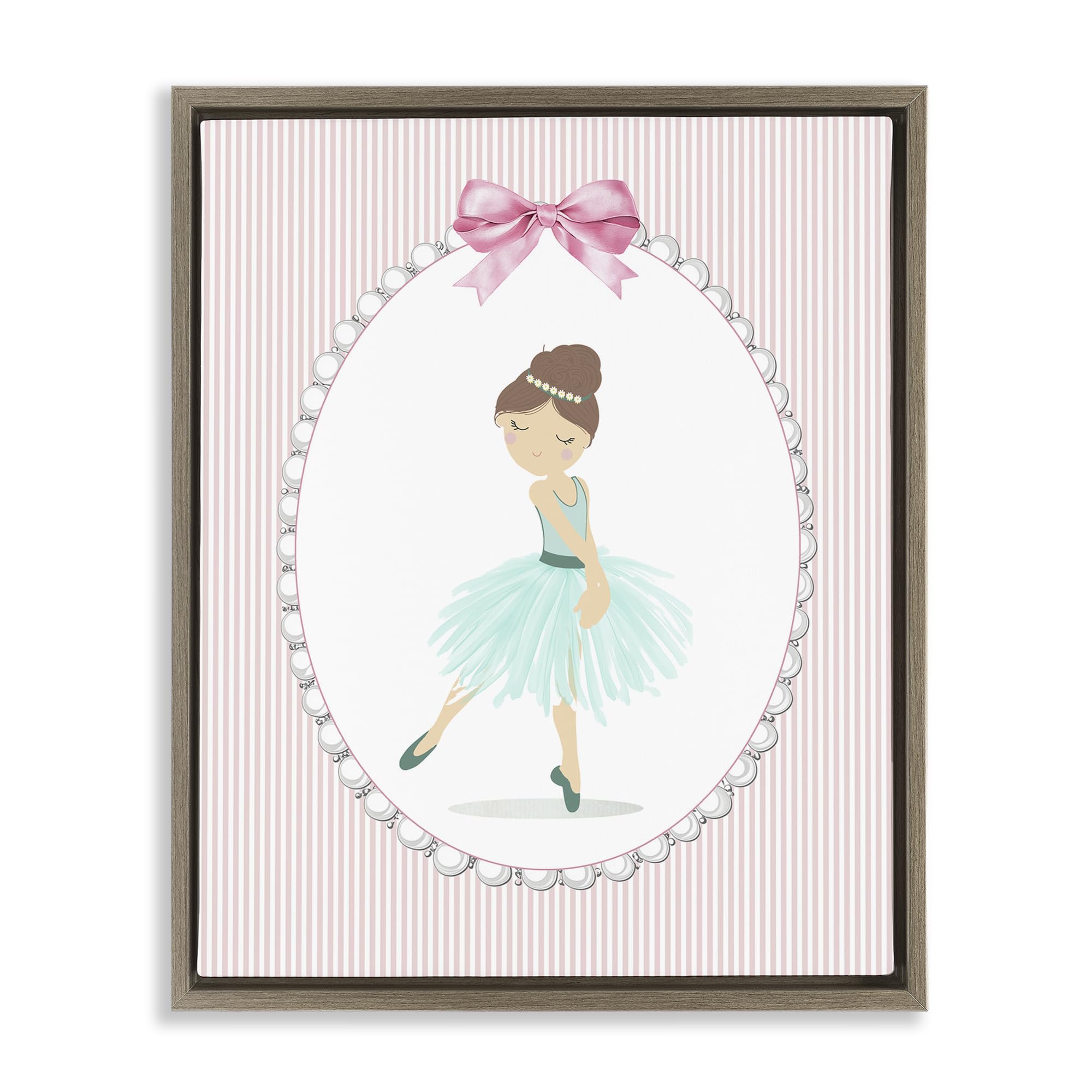 Stupell Industries Montalcino Elm (Textured) 'Elegant Dance On Stripes'| Floating Frame Canvas Art