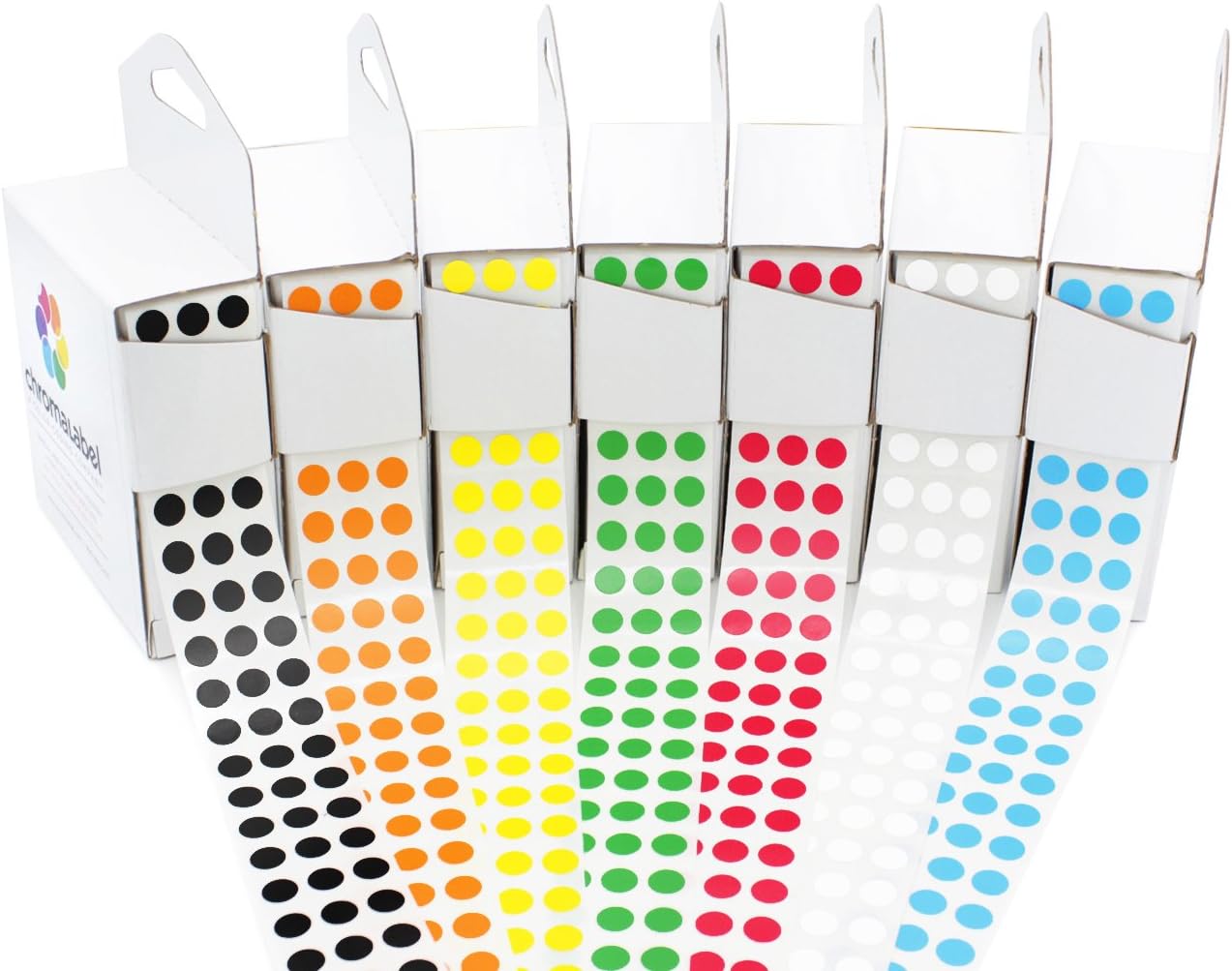 1/4 Assorted ColorCode Sticker Dot Variety Kit 7 Colors in Dispenser