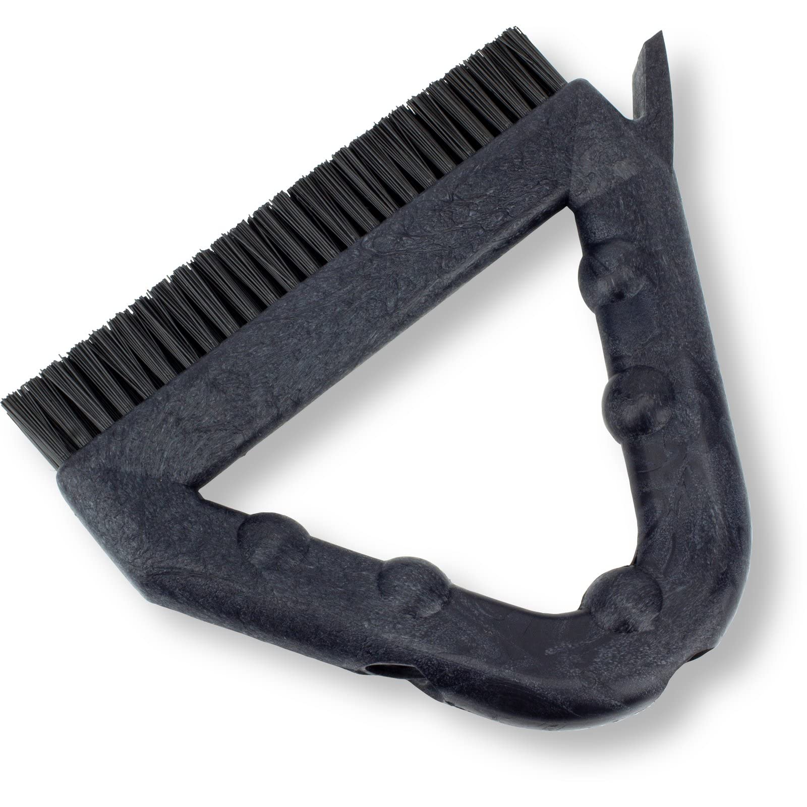 SPARTA Cepillo de lechada comercial de plástico, cepillo de limpieza en forma de triángulo con raspador y dos agujeros roscados para fijar el mango (se vende por separado), 9 x 7 x 7 pulgadas, negro