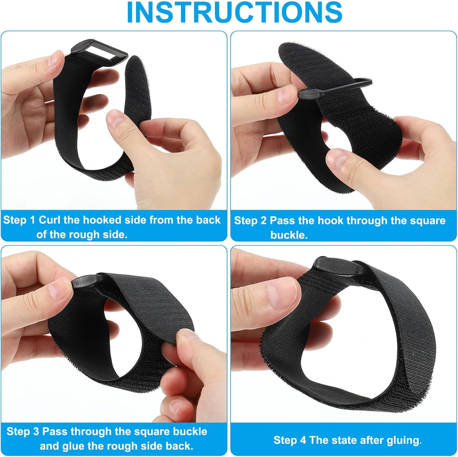 Reusable Cable Ties 14x1inch, 6 Pack Adjustable Hook and Loop Straps Multipurpose Nylon fastening Cord Wrap for Organizer or Storage, Black
