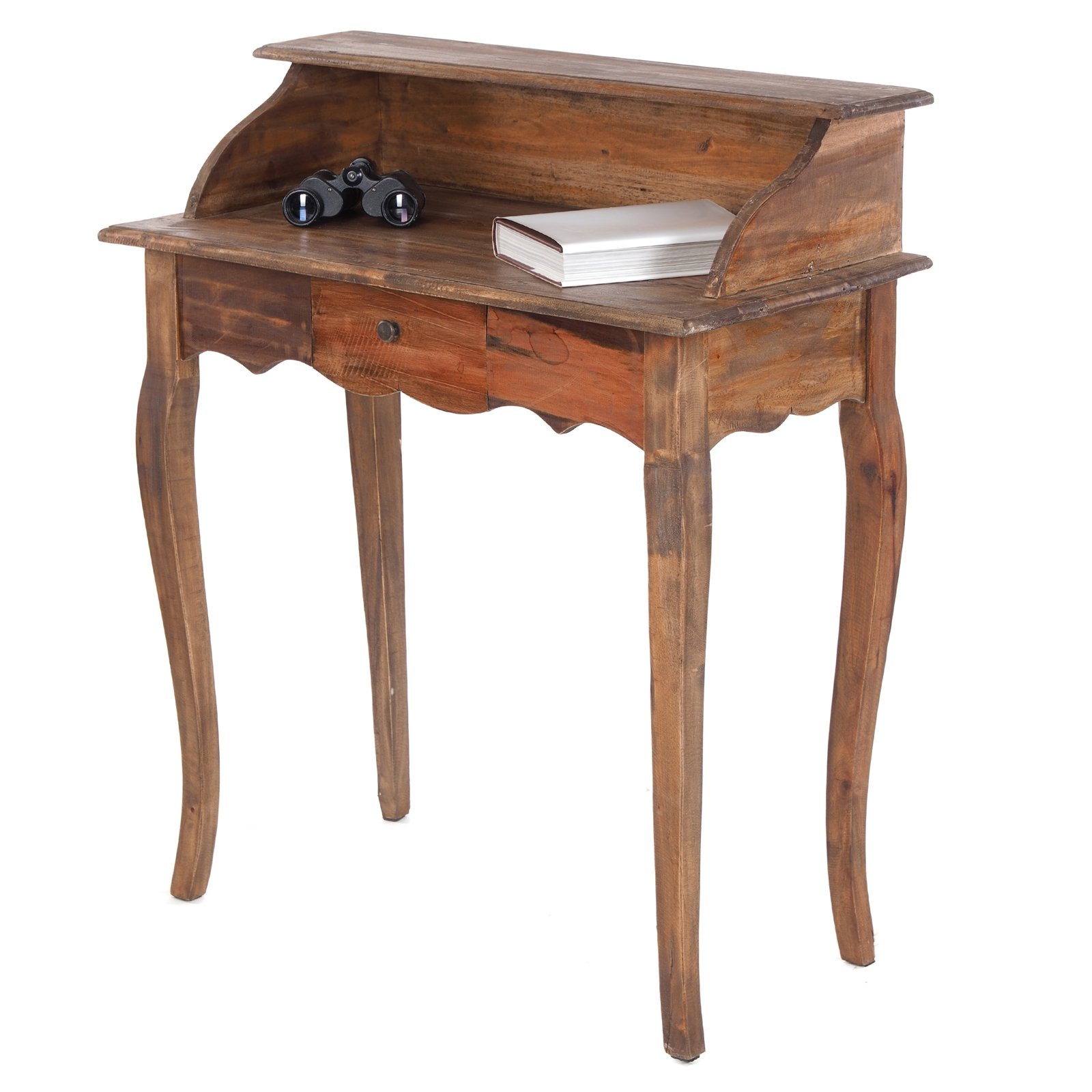 DESIGN DELIGHTS Secrétaire Napoléon Vintage en Bois recyclé Style Shabby Chic 80 x 92 x 40 cm | Couleur: 02 Brun Clair