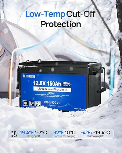 Vista 8 de DC HOUSE 12V 150Ah LiFePO4 Lithium Battery with SOC Status Indicators, Bluetooth & Low Temp Cut-off, 12V Lithium Battery up to 15000 Cycles, 120A