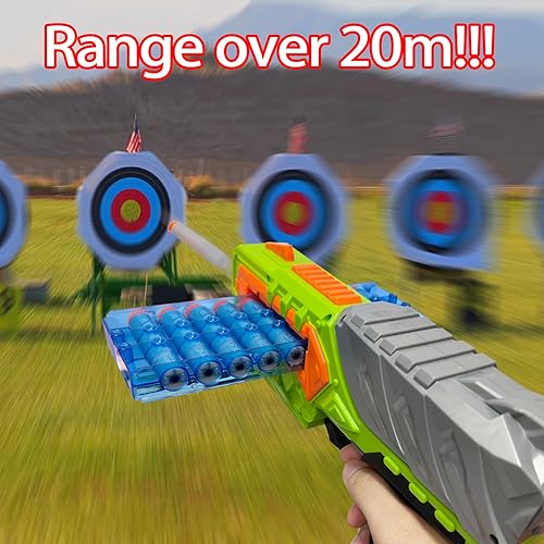 Miniatura 4 de CreamKids - Pistola de bala suave, 20 rondas de balas suaves de EVA, pistola de juguete cargada simulada, ideal para actividades al aire libre de