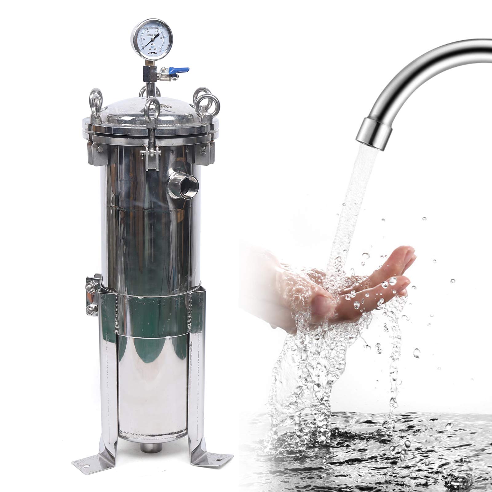 304 Stainless Steel Bag Filter Housing, 150PSI Industrial Sock Filter Housing, in/Out Flat Plate Lid Nib 10t/h, #4 Bag w/Mesh