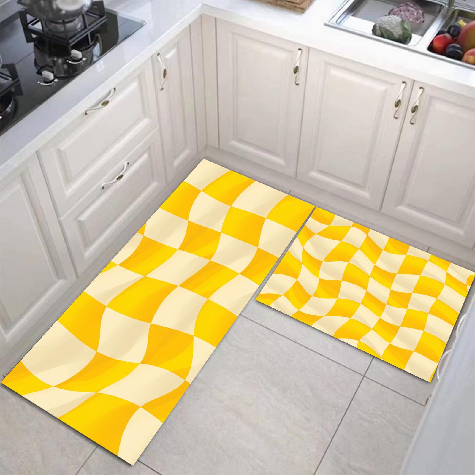 Tapis de cuisine antidérapant et lavable : lot de 2 grand format absorbant l'eau et l'huile