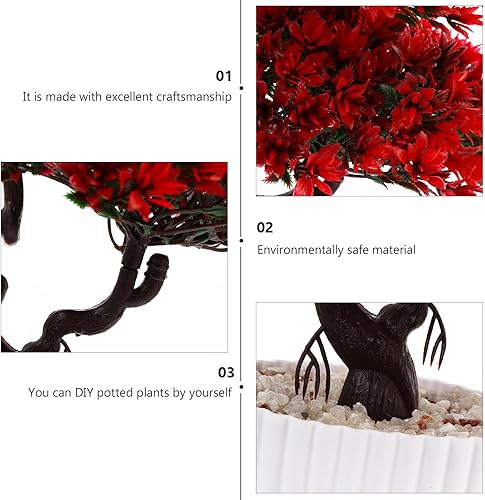 Miniatura 4 de Hemoton Árbol artificial de pino bonsái, mini árbol de simulación, planta sintética en maceta, adornos falsos para maceta, planta de bonsái de cedro