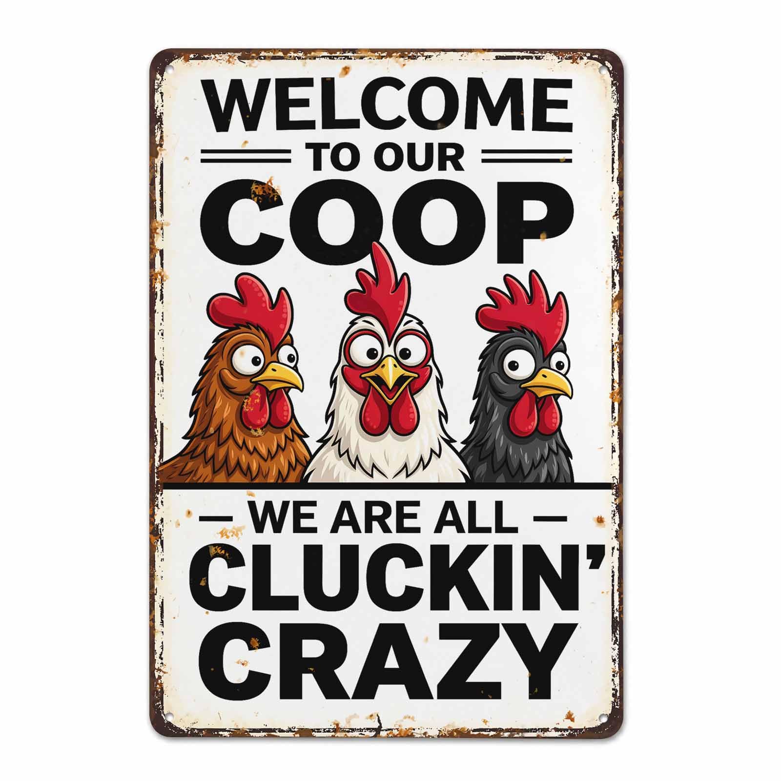 Gsrony Boys Type24 Welcome To Our Coop Funny Chicken Vintage Metal Tin Sign 8X12,Waterproof