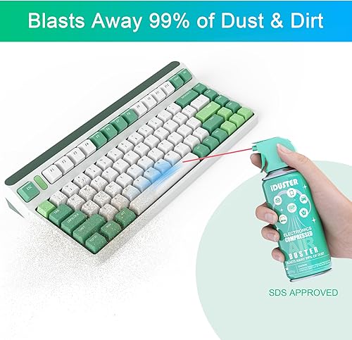 Miniatura 2 de iDuster Plumero de aire enlatado comprimido, limpiador de teclado electrónico desechable para limpiar plumero, 2 unidades