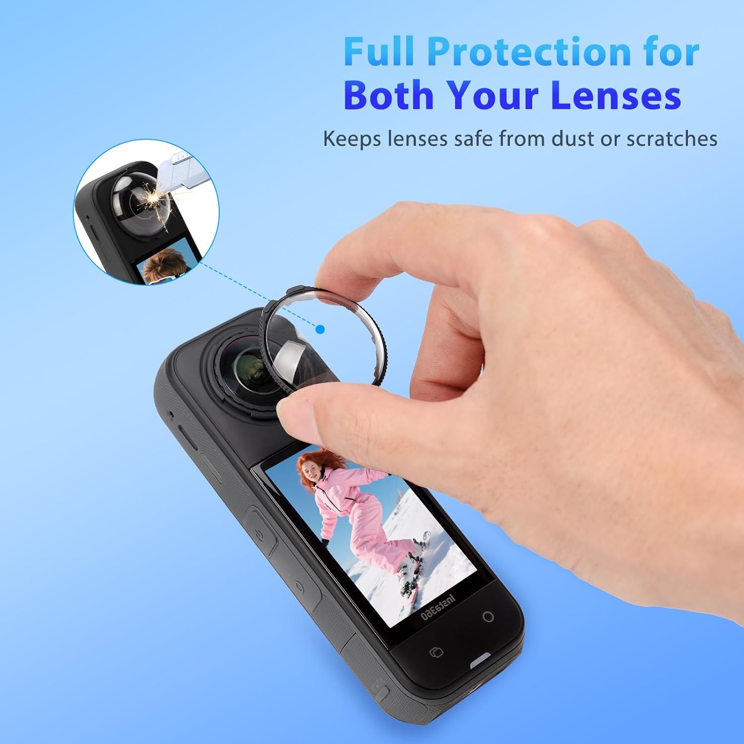 360x5 Premium Lens Guards & X5 Screen Protector for Insta360 X5 accessories Outdoor Adventures, 10H Optical Tempered Glass, 98% Transparency, Water & Dust Resistant x5 insta 360(Optical glass)