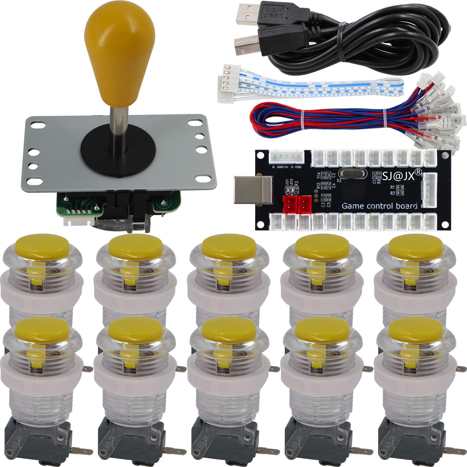 SJ@JX Arcade Game Controller DIY Kit Microswitch Button 4&8 Way Joystick Zero Delay USB Encodeur Fighting Stick Handles Console for PC MAME Raspberry Pi Retropie