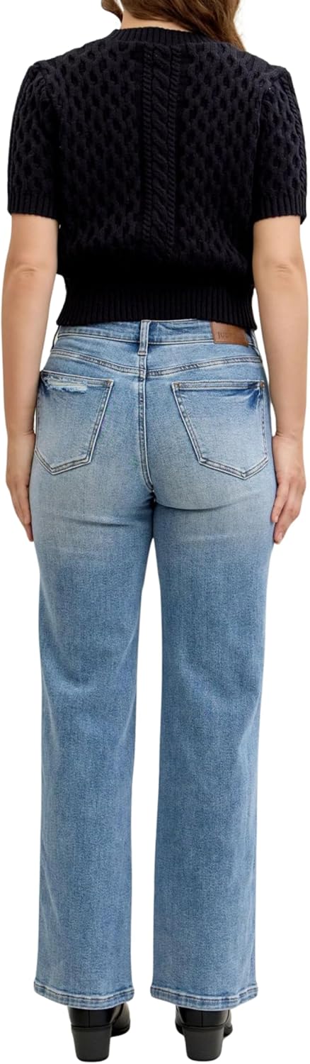 Judy Blue Mid Rise 90's Straight Rigid Magic Destroy, Inseam 32" - Image 5