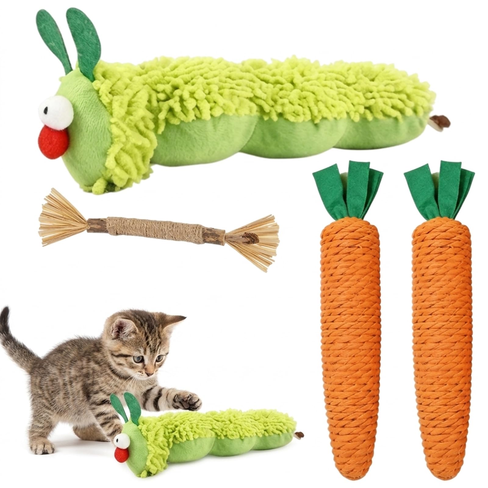 4 PCS Catnip Toys for Cats, Interactive Catnip for Indoor Cats and Kittens, Engaging Interactive Experience for Dental Care During Daily Activity, Engaging Catnip for Teeth Cleaning During Play