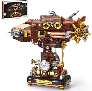 BNG Deep-Sea Submarine Building Set for Adults,Ocean Retro Submarine Building Toy with Lights,Home Office Decor Mechanical Building Blocks Model,Gift for Men Kids and Boys 8-14(740pcs)