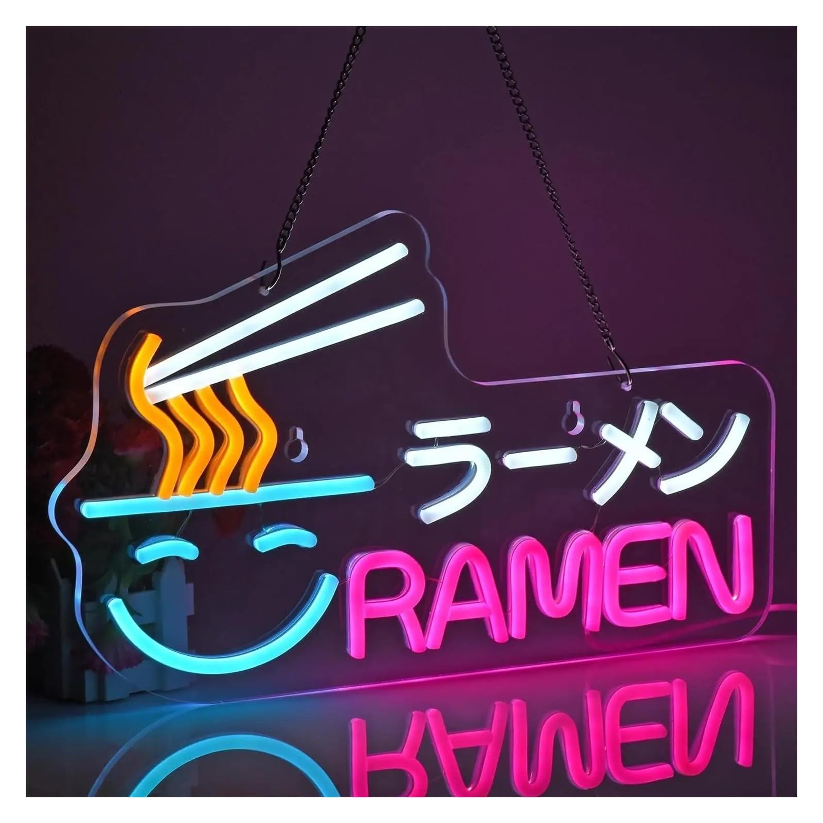 Hängende Kunst Leuchtreklamen "Ramen" Leuchtreklame „Japanische Nudeln“, LED-Leuchten Für Restaurants, Geschäfte, Küche, Esszimmer, Nudel-Wandkunst-Dekorationen 16.5x9.1in