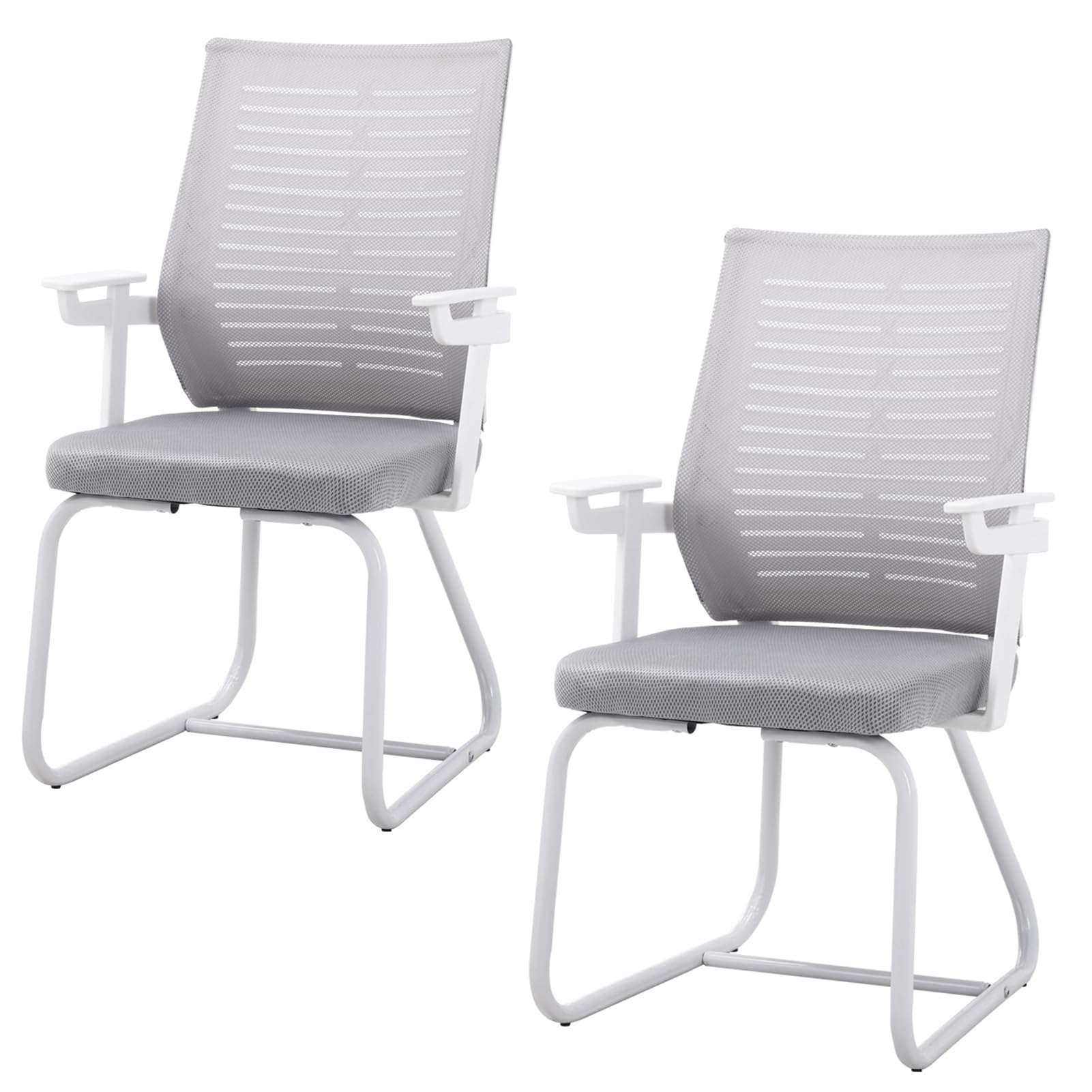 Warmiehomy 2Pcs Meeting Room chairs without Wheels, Grey