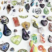 RISEON 12pcs Handmade Murano Lampwork Glass Teardrop Pendants - Random Italian Style Water Drop Jewelry Charms