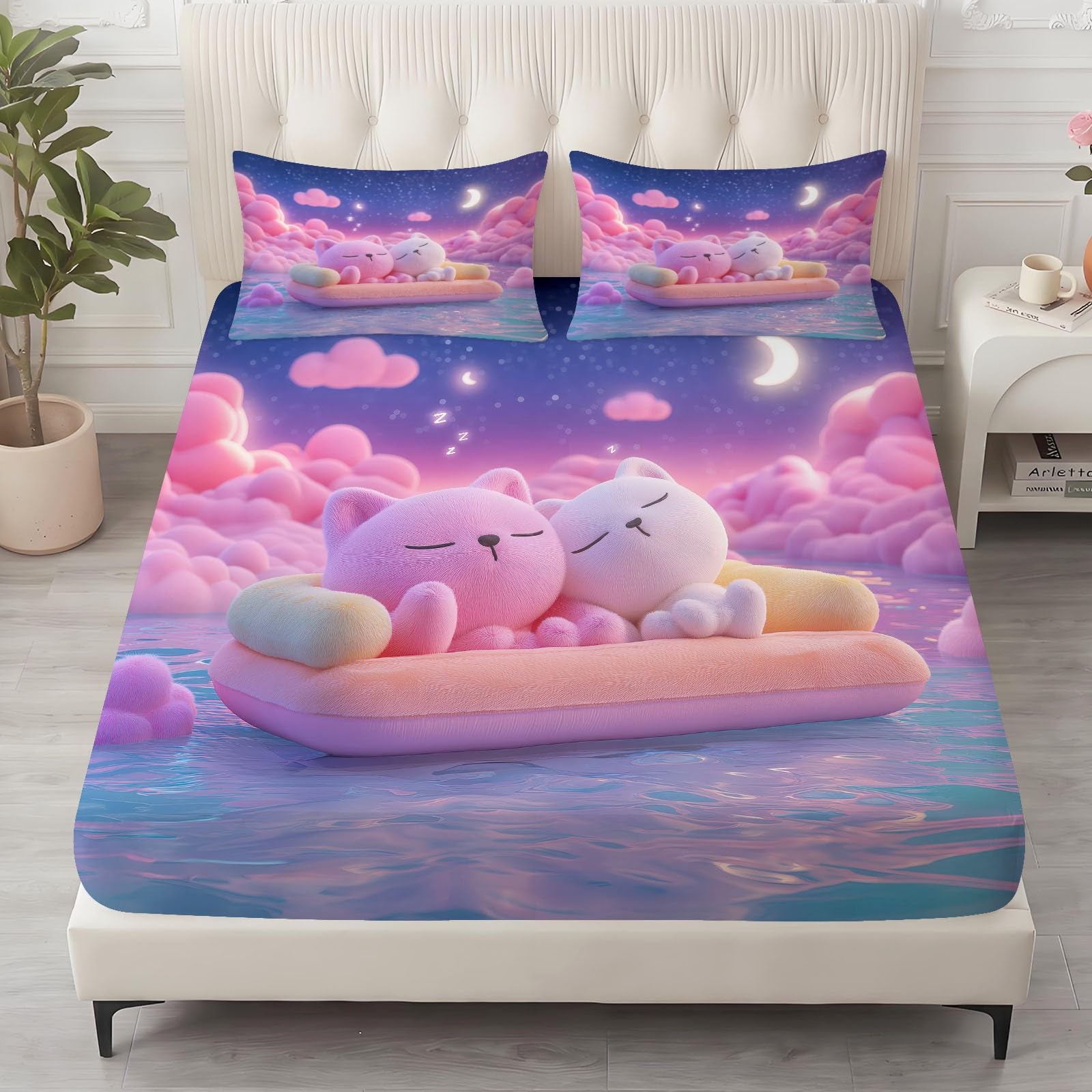 Podwójne prześcieradło z gumką 3D Dreamlike 135 x 190 cm prześcieradło na