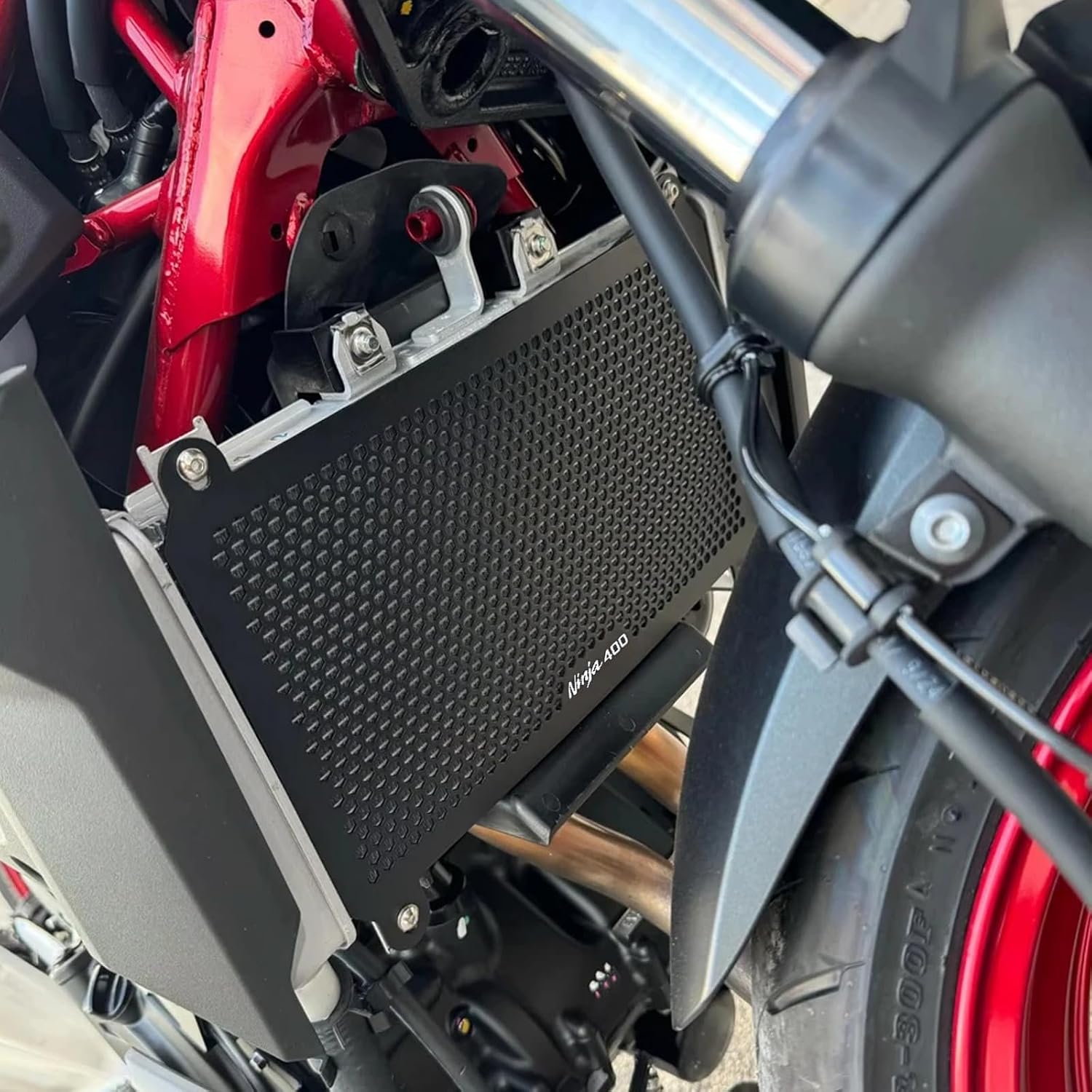 for NINJA400 2018-2024 Motorcycle Radiator Grille Guard Cover for KAWA&-SA-KI Z400 Ninja 400 2018 2019 2020 2021 2022 2023 2024 2025 Z500 Z500 Ninja500 SE ABS Eliminator 400 450 (Black)