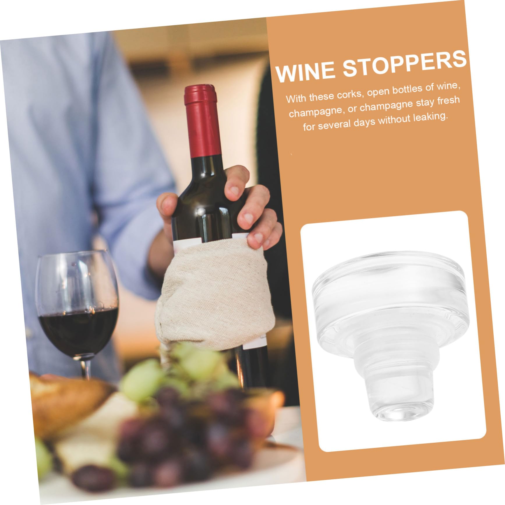 Tapones de Vino T Estilo en Vidrio Transparente, 10 Unidades, Sellador Hermético para Botellas, Apto para Uso Doméstico y Fiestas, Accesorios para Conservación de Bebidas