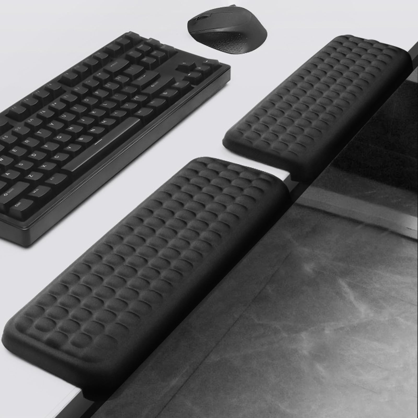 Set di 2 poggiapolsi ergonomici a forma di L, memory foam, antiscivolo, 30 x 10 cm
