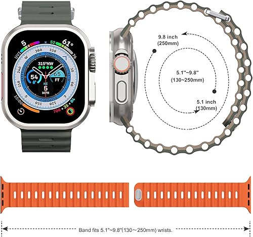Vista 81 de Paquete de 2 correas deportivas oceánicas compatibles con Apple Watch Band Ultra 2/Ultra SE Series 9/8/7/6/5/4/3/2/1, correas de silicona para Abyss