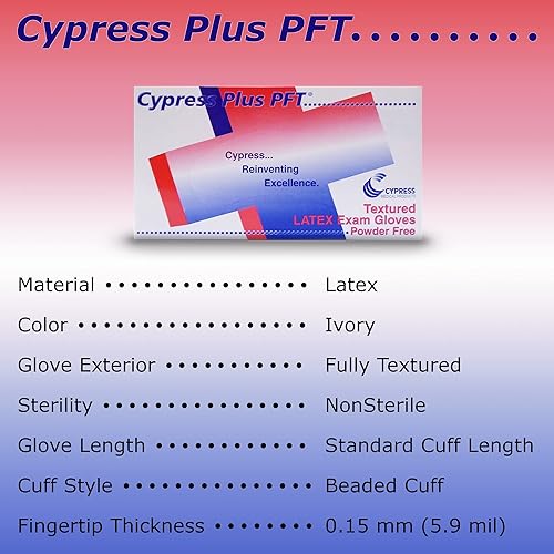 Miniatura 2 de Cypress Plus PFT Latex Exam Glove Standard Cuff Length