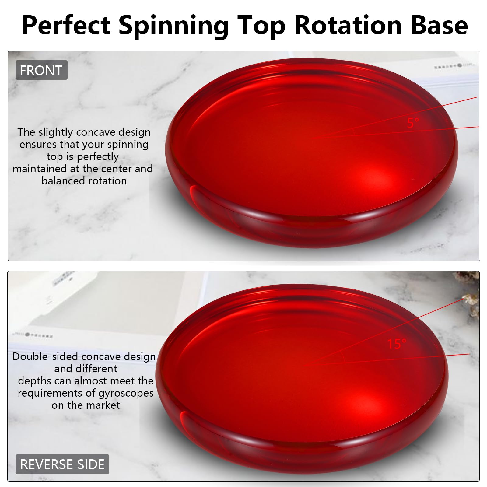 Optical Glass Spinning Top Base, Double-Concave Crystal, Diameter 100 mm (3.94"), Thickness 14 mm (0.55"), Smooth - Image 4