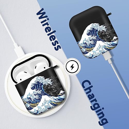 Miniatura 4 de JoySolar Funda para Airpods 1/2, linda funda de silicona Kawaii con ondas para Apple Airpod Air Pods 2 y 1, elegante, única, divertida, diseño de