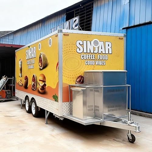 Large Capacity Food Trailer, with 16ft Custom Kitchen, Mobile Catering Trailer with Built-in Equipment Racks, for Tacos, Hot Dogs and Beverage
