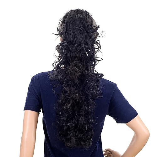Miniatura 1 de SWACC Extensiones de cabello sintético de 24 pulgadas de largo, con clip de garra, extensiones de cabello sintético con clip para cola de caballo
