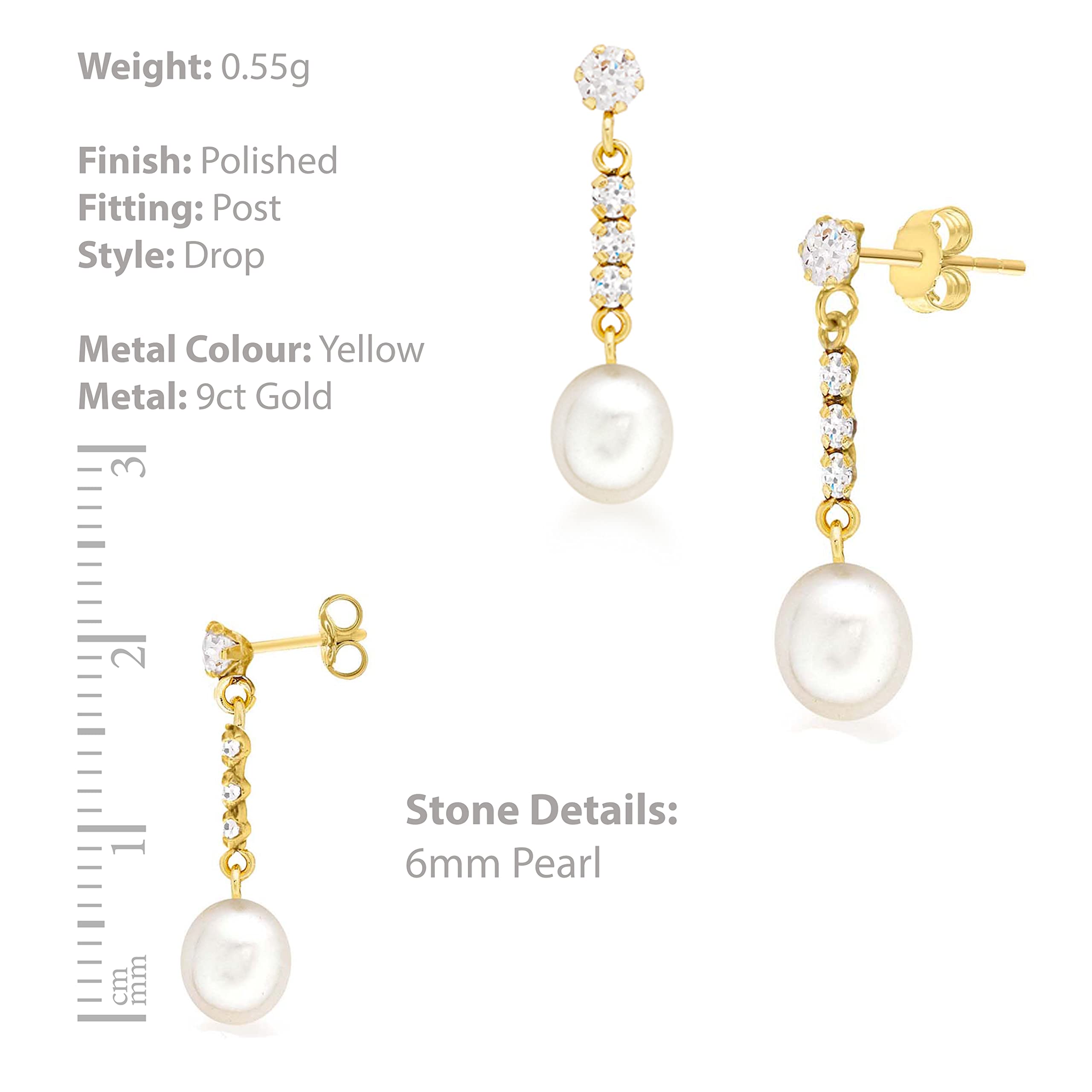 CARISSIMA Damen-Ohrhänger 9 Karat 375 Gelbgold perlmutt und CZ Drop 1.58.7199