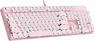 Gaozen Typewriter Mechanical Gaming Keyboard with RGB Backlit Red Switches, 104 Keys Retro Round Keycap, Wired Typewriter  Price In India
